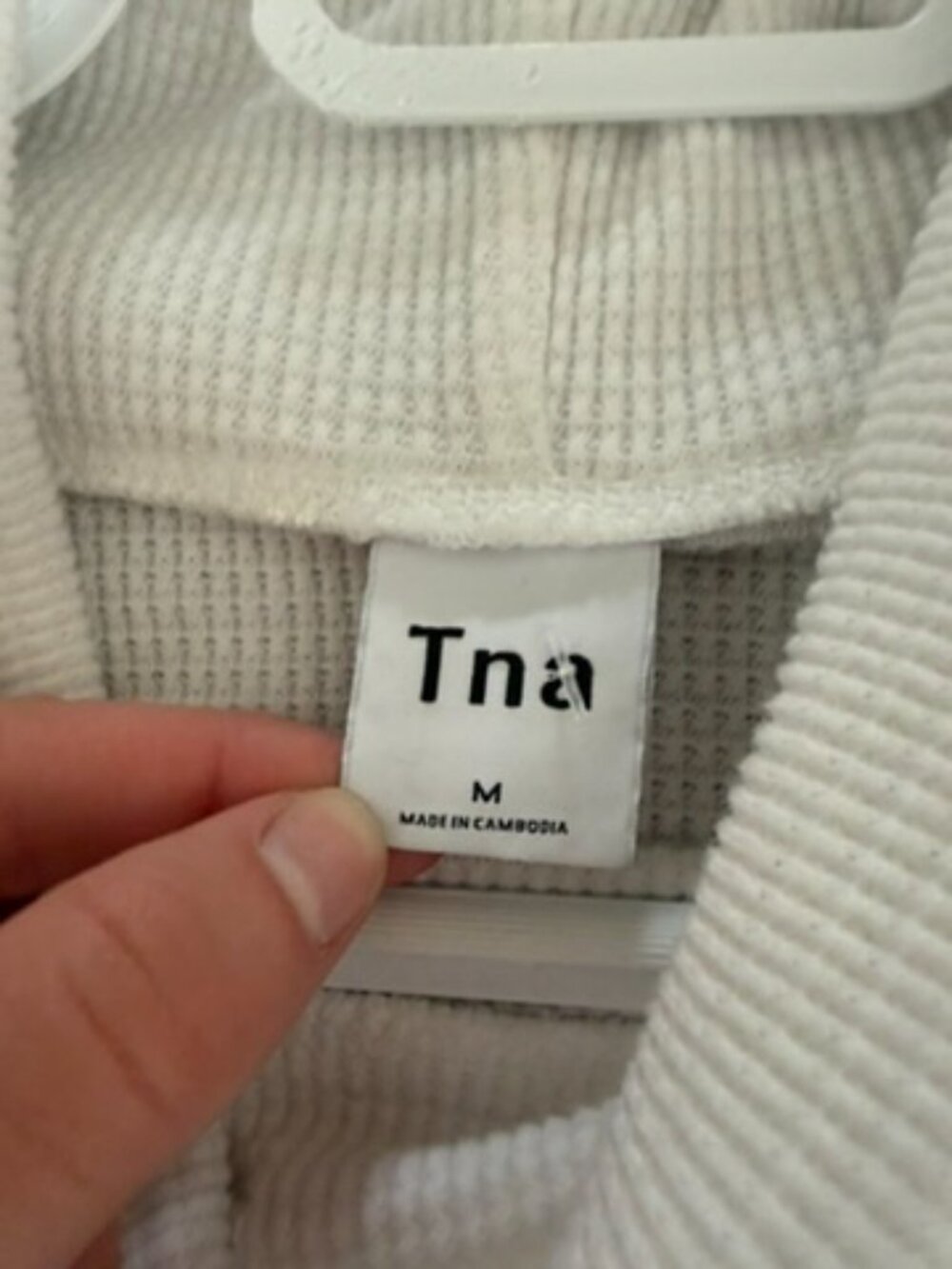TNA Waffle Knit Cowl Neck Long Sleeve Top | White | Size M - Picture 3 of 10